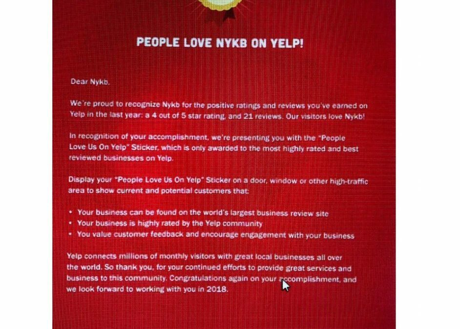 Yelpers Vote for NYKB