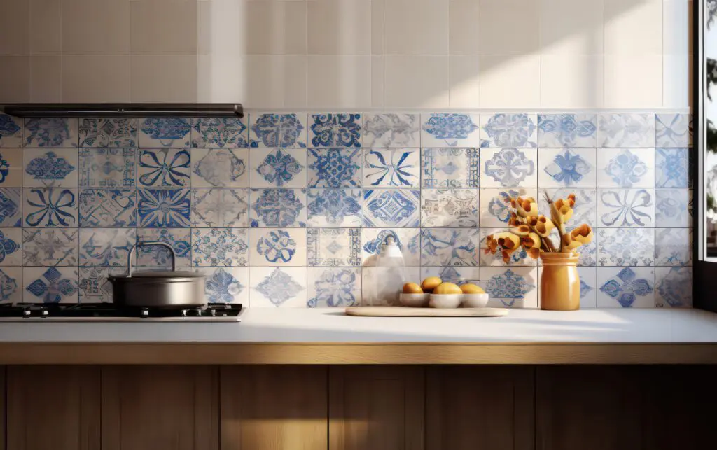 Contrasting tiles and two different backsplashes in the kitchen with NYKB