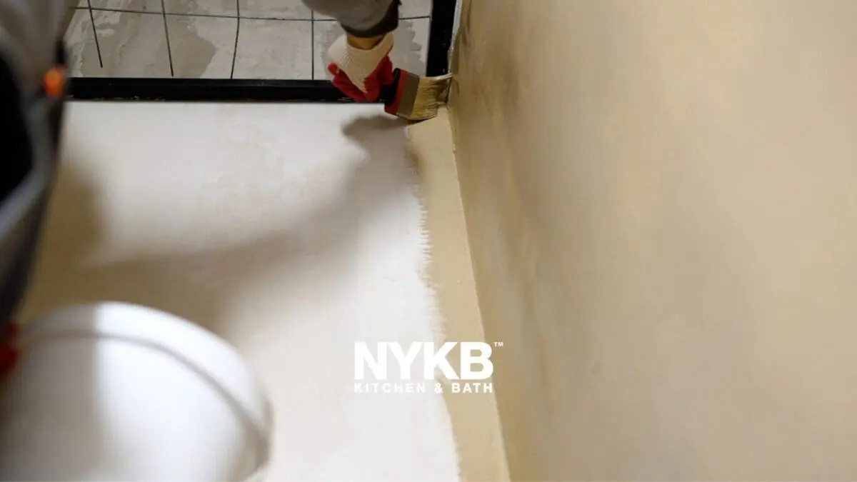 waterproof paint applied in shower 
