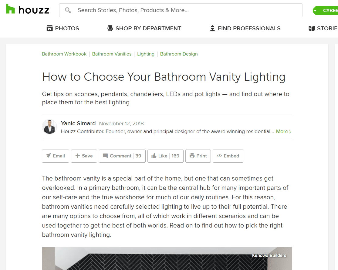 Featured on Houzz – How to choose your bathroom vanity lighting - NYKB