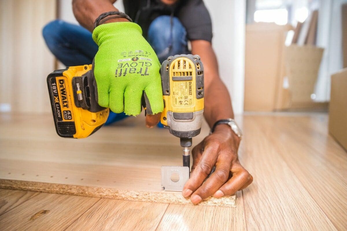 Home renovation contractor planning meeting