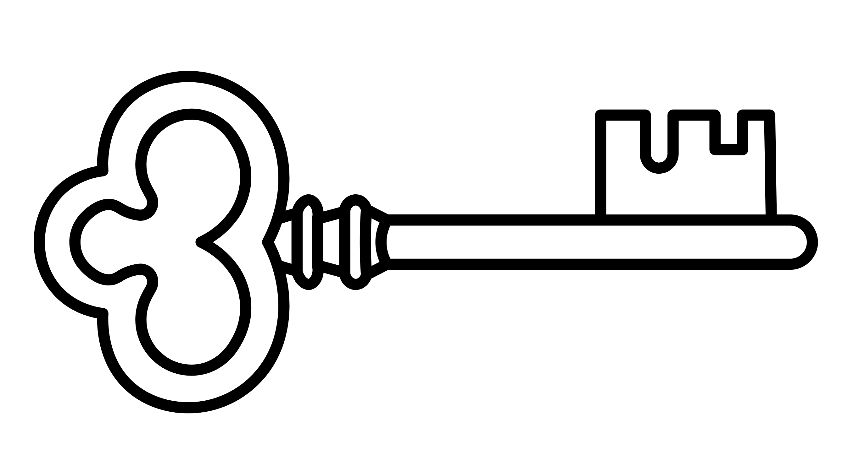 Turnkey solution a black and white outline shaped door key