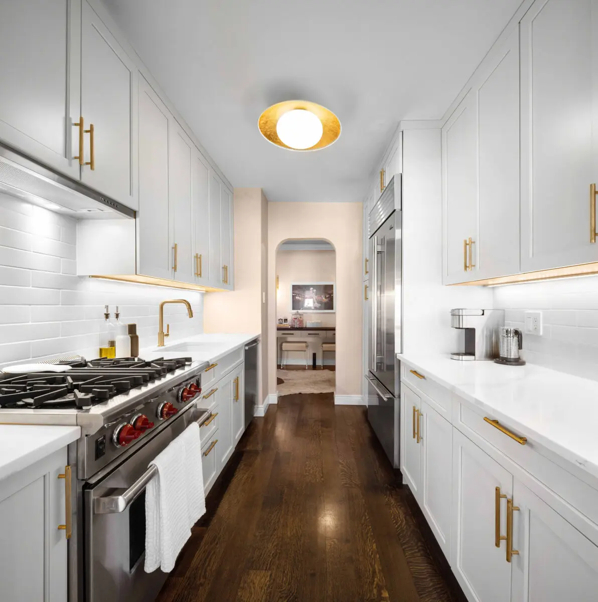 Gallery kitchen layout in NYC apartment