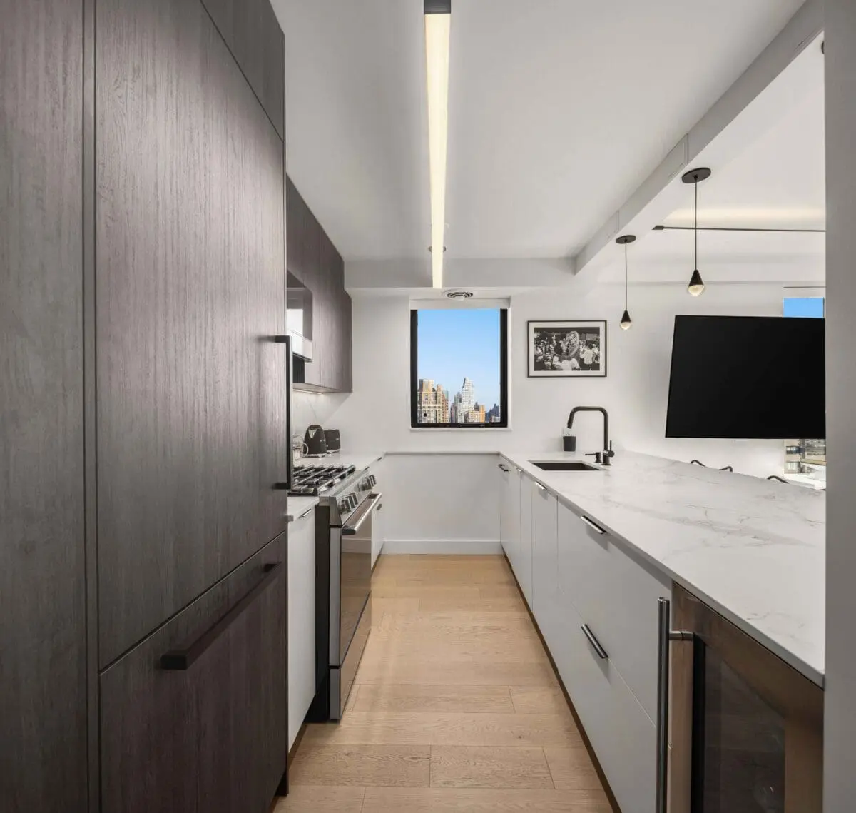 NYC apartment kitchen renovation with custom cabinetry