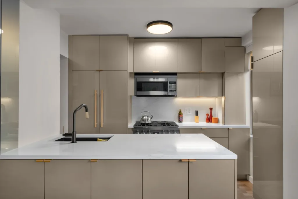 East 64th Street Kitchen Remodeling with Champagne Metallic Cabinetry